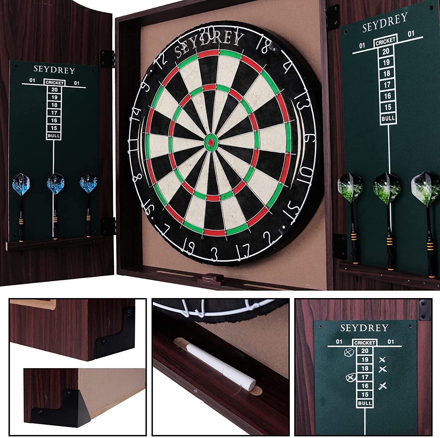 Seydrey High-quality sisal Dartboard with dart cabinet and 6 darts