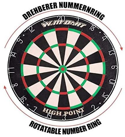 Win.max Dart Board Bristle Steel Tip Dartboard with Flights Finger Grip Wax 6 Darts