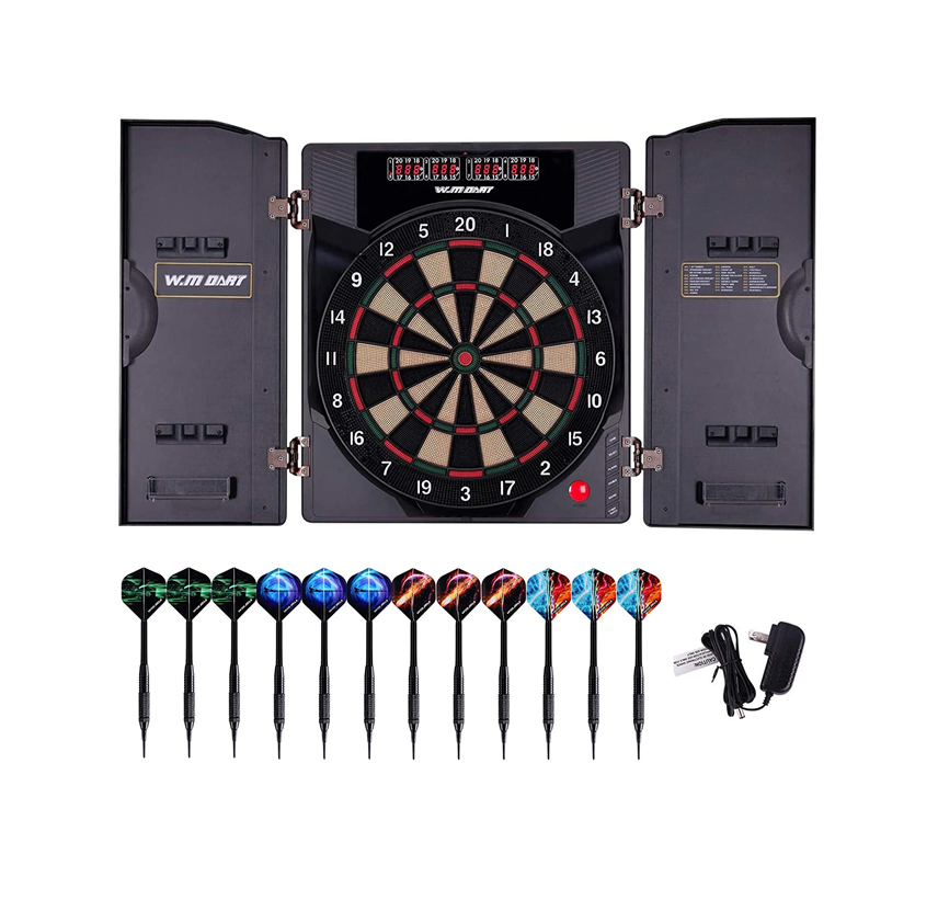 2024 new customized 4 led dartboard 27 games 1-8 Players Electronic Dart Machine Electronic Dart Board with Cabinet