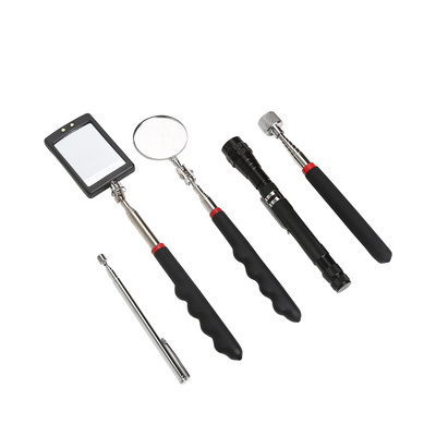 Winmax 5pcs Car Repair tools Telescoping Inspection Mirror Magnetic Pick Up Tool Kit with LED Light pick-up tool