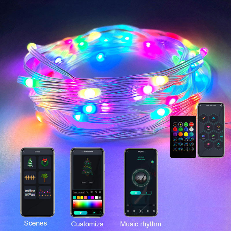 Waterproof Outdoor Fairy String Smart Home Light Music Wifi USB Remote App Remote Control LED Christmas Lights