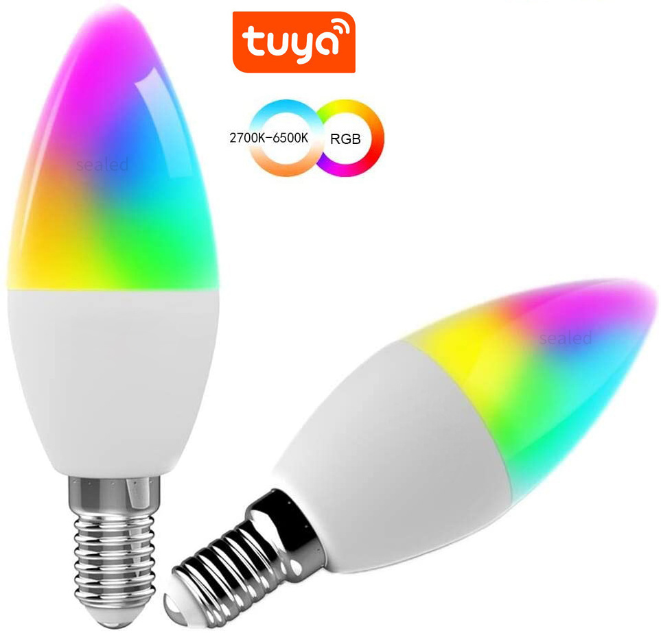 LED Candelabra Bulb 9W WIFI smart candle bulb indoor lighting base Voice Control Color Changing Music Alexa Tuya light bulb lamp