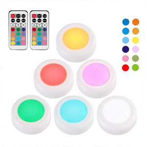 USB rechargeable LED Puck Light with charging cabinet led light battery with remote wireless color changing puck lights