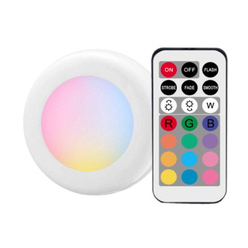 USB rechargeable LED Puck Light with charging cabinet led light battery with remote wireless color changing puck lights