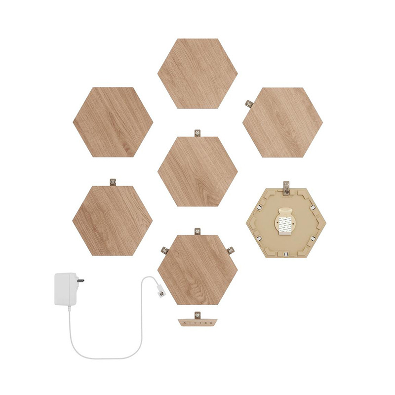 Wood Look Smarter Kit wall mounted magnetic honeycomb quantum touch DIY led rgbic smart hexagon lights