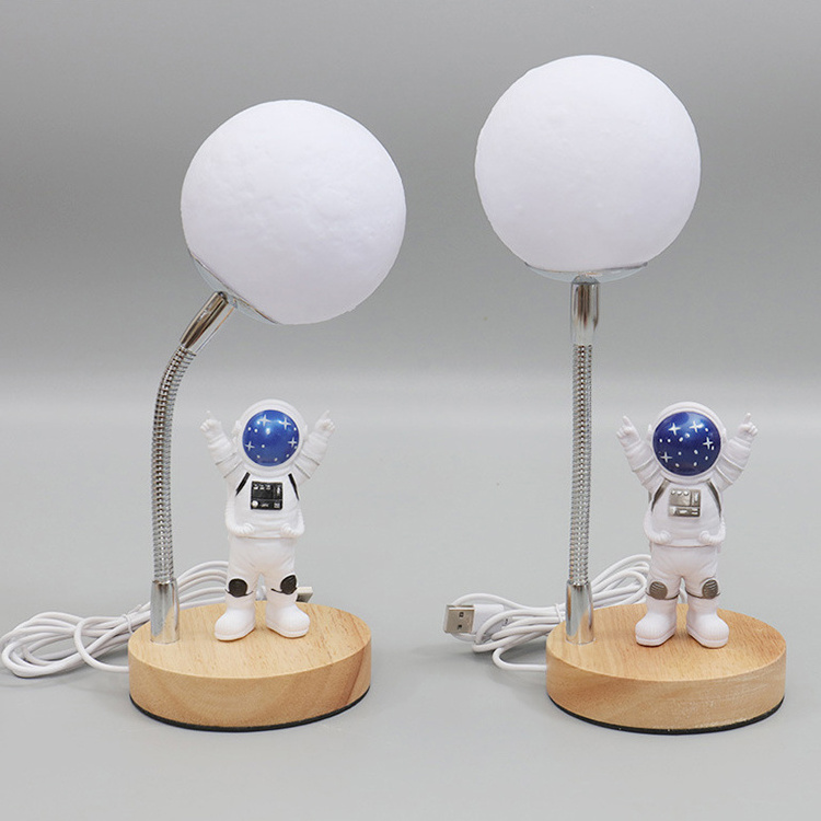 Moon Table Lamp for Kids Space Buddy Light Astronaut Night Light USB Powered and Button Control 3D Moon Light