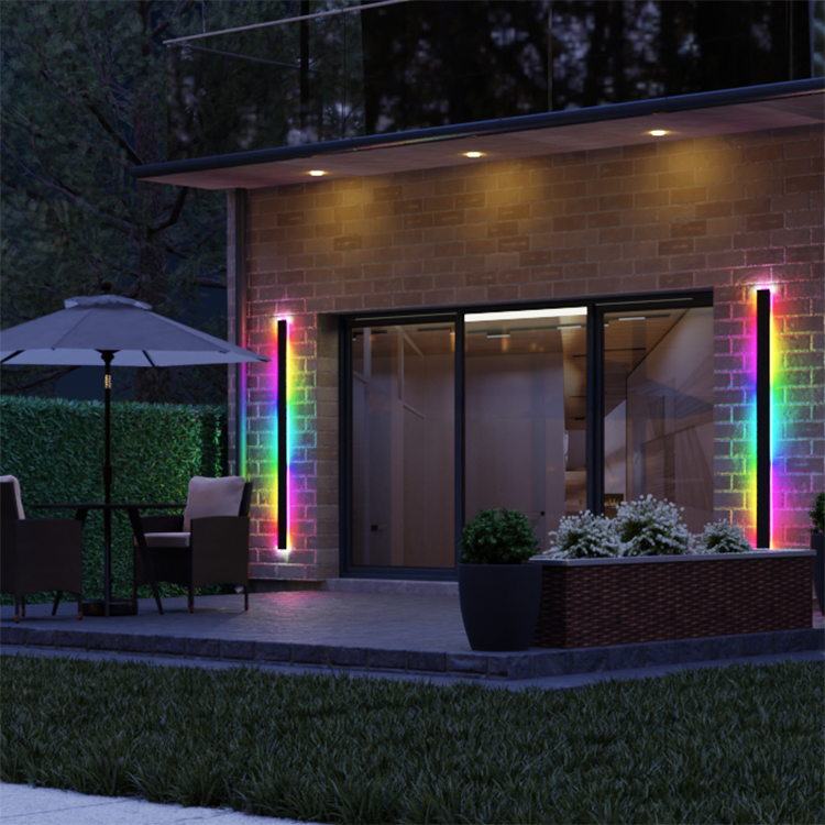 Smart tuya Outdoor Garden light Aluminum Wall Sconce Art Decorative Waterproof rgb linear outdoor lighting lamp