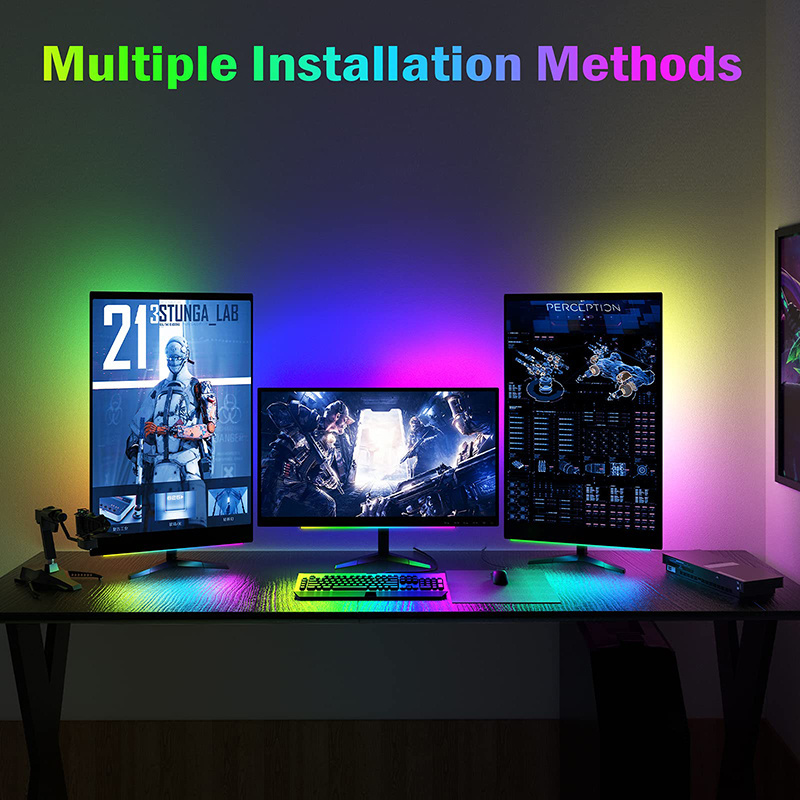 Under Monitor Light Bar RGBIC Screenbar Light Desk Lamp Computer Dimmable LED Dynamic Rainbow Effect Gaming Changing Light Bar