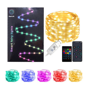 Waterproof Outdoor Fairy String Smart Home Light Music Wifi USB Remote App Remote Control LED Christmas Lights