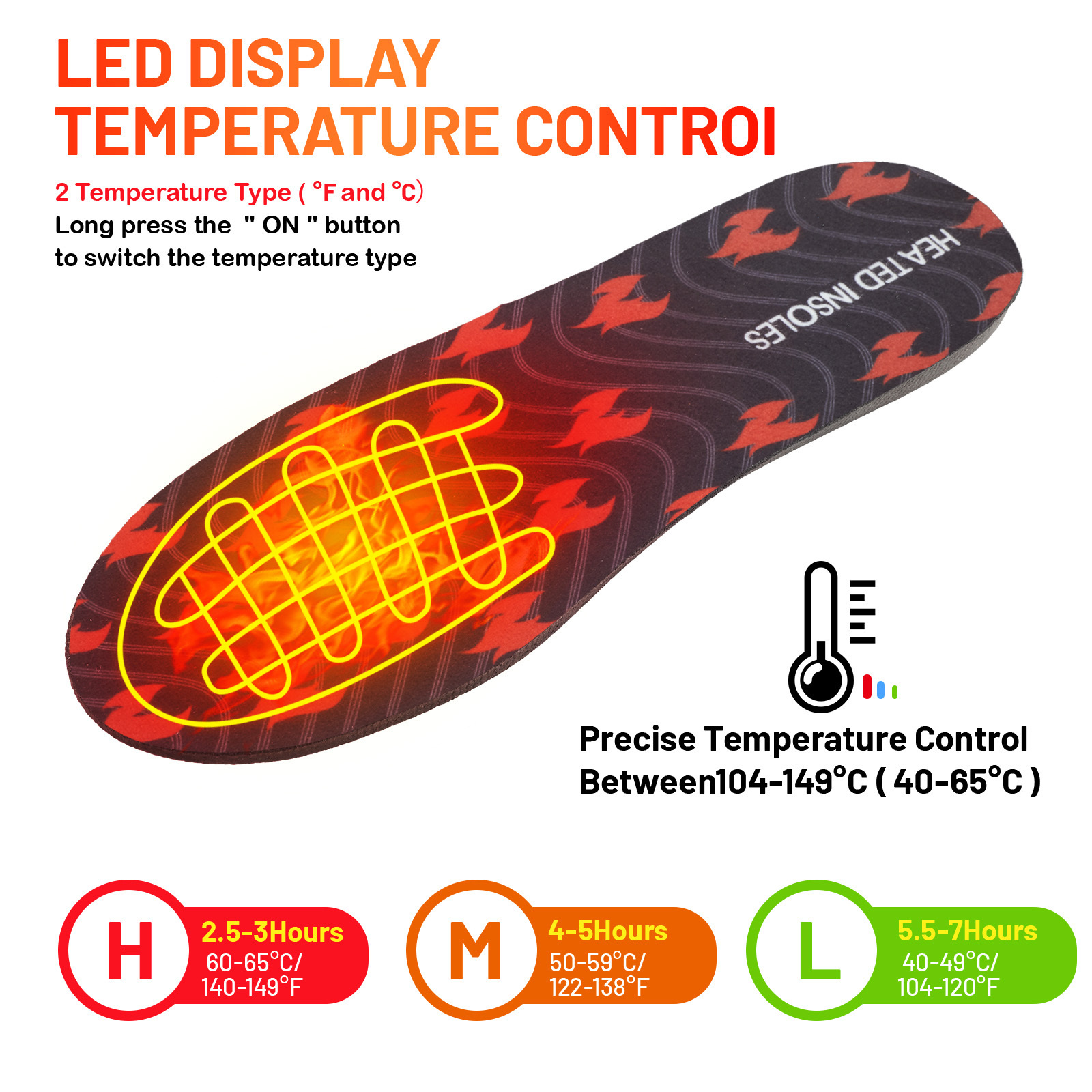 Unisex 2000mAh Heating Insole LED Remote Control Winter Warm Foot Pad Heating Sole Insole