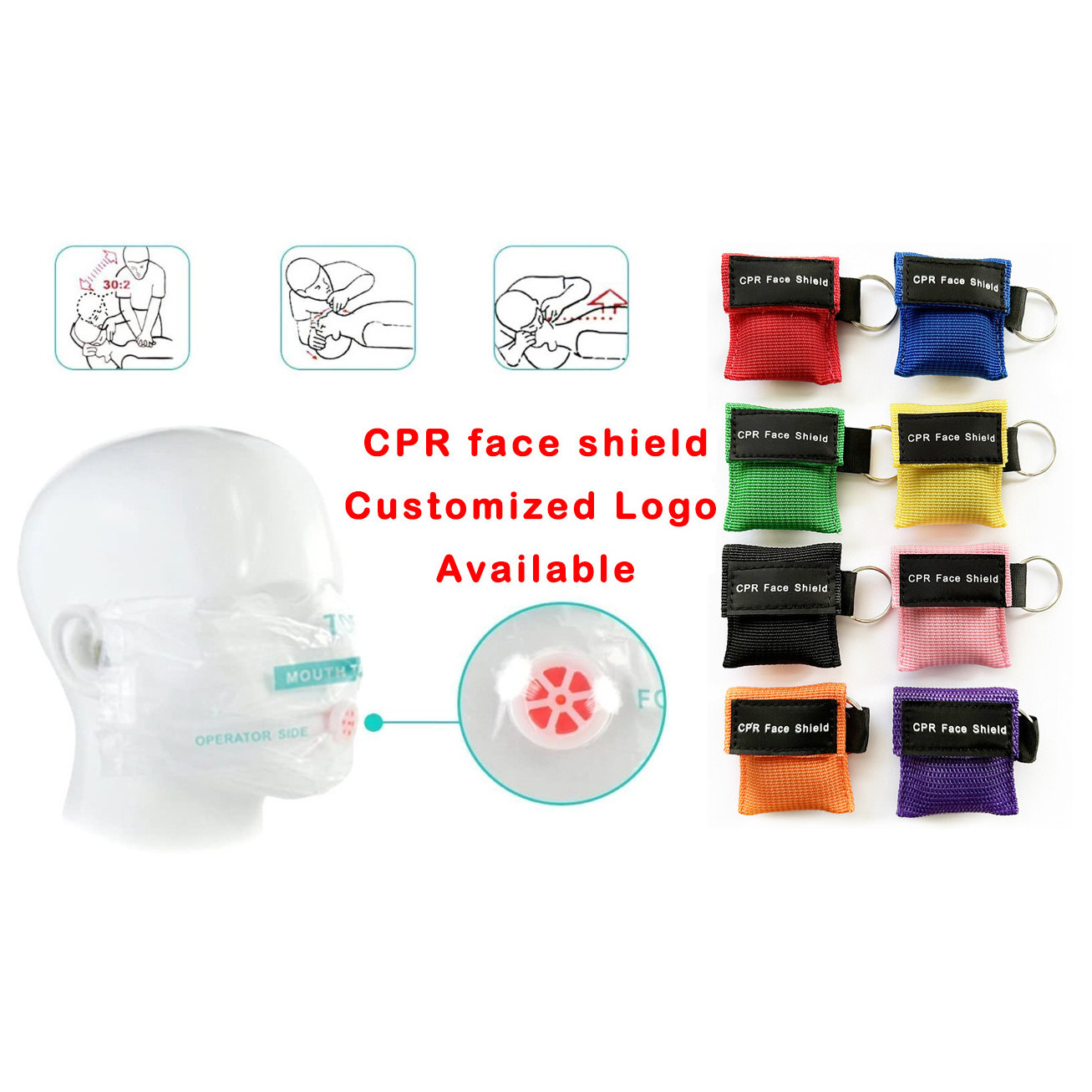 CPR Mask for Pocket or Key chain, CPR Emergency Face Shield with One-way Valve Breathing Barrier for First Aid or AED Training