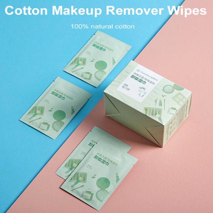 Purcotton Custom OEM the best private label biodegradable cotton makeup remover wipes cosmetic removing wet wipes (new)