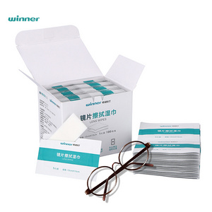 Winner OEM Custom Logo Disposable Individual Camera Sunglass Optical Lens Screen Cleaner Cleaning Wet Wipes in Box