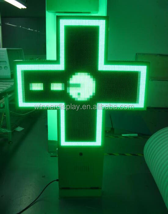 Double side cross pharmacy led high resolution p10 pharmacy cross sign green red blue color