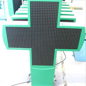 Full color led pharmacy cross sign 800mm waterproof P16 pharmacy green cross led display outdoor