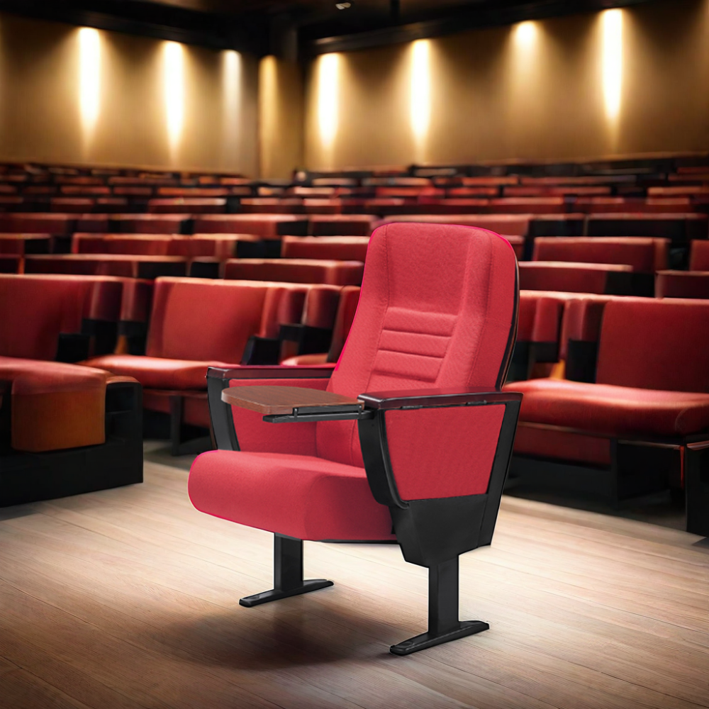 Wholesale Fabrics Conference Room Folding Seat Church Theater Auditorium Hall Cinema Chairs Seating Seats Armchair Writing Pad