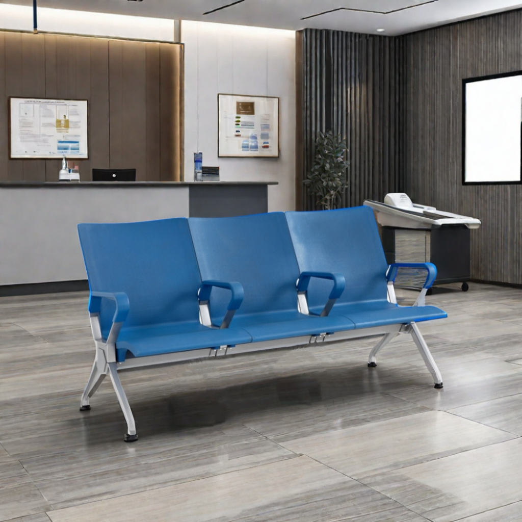 Bus station waiting area chair Hospital airport 3-seater waiting chair with PU packing modern public chair