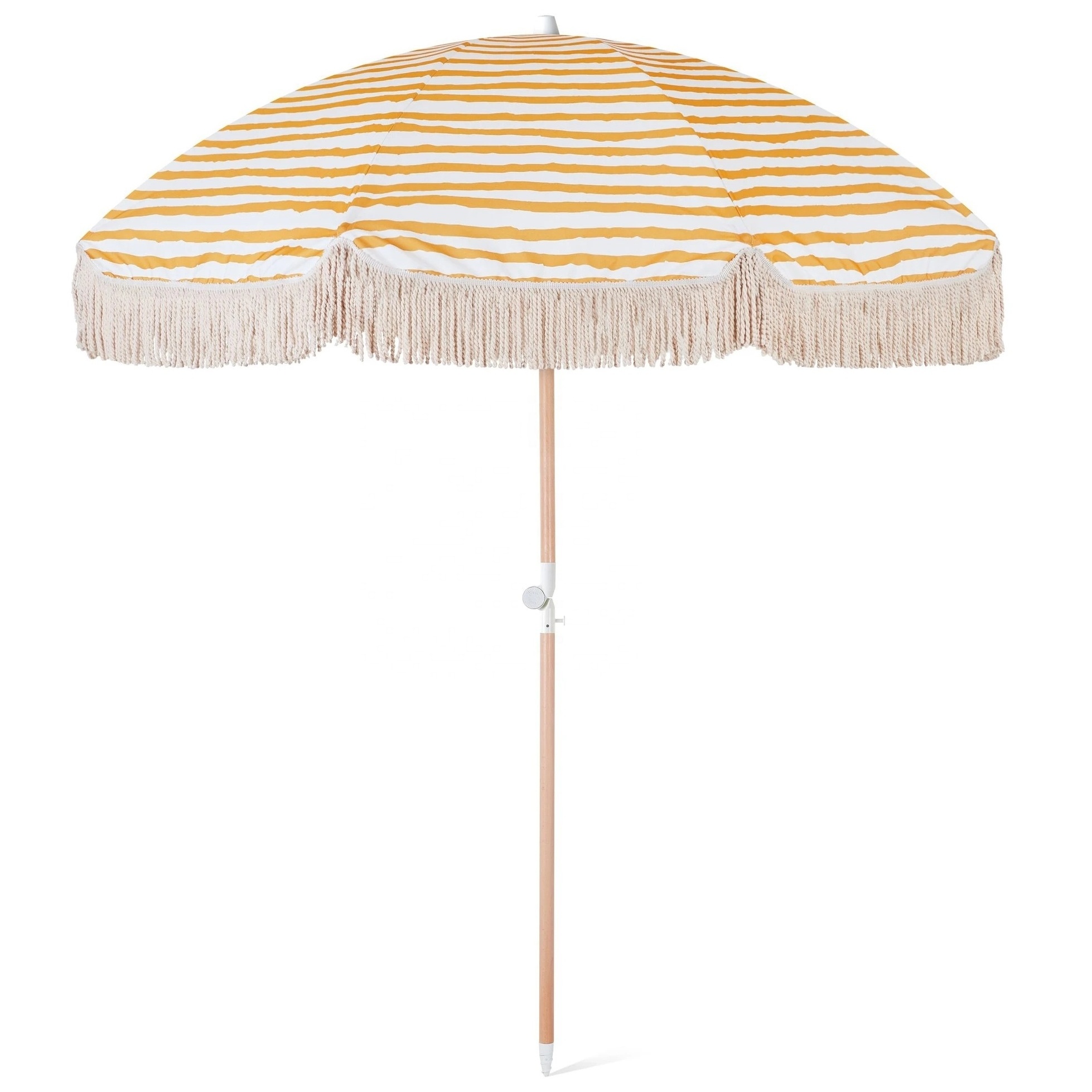 White Macrame Vintage Parasol Beach Umbrella Wooden Pole Tassel Cotton Cloth Bali Beach Umbrellas With Tassels Fringe