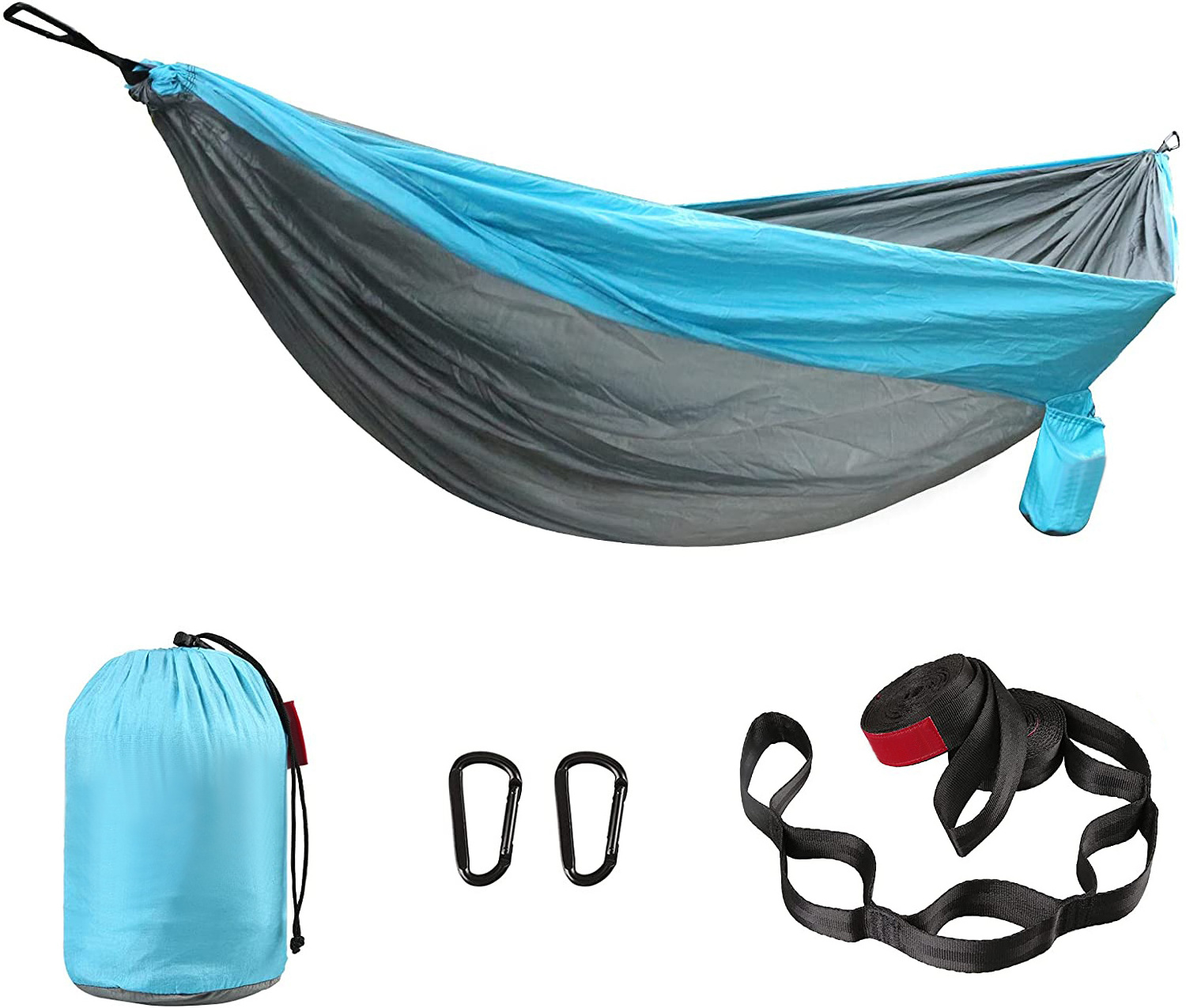 Oem 210t Nylon Single Double Outdoor Hiking Nylon Portable Sewing Hanging Parachute Camping Tent Hammock Bed