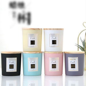 2023 Custom Colorful Candle Jars Luxury White Thick Empty Frosted Glass Scented Candle Aromatherapy Jar Container Soy Wax Candle