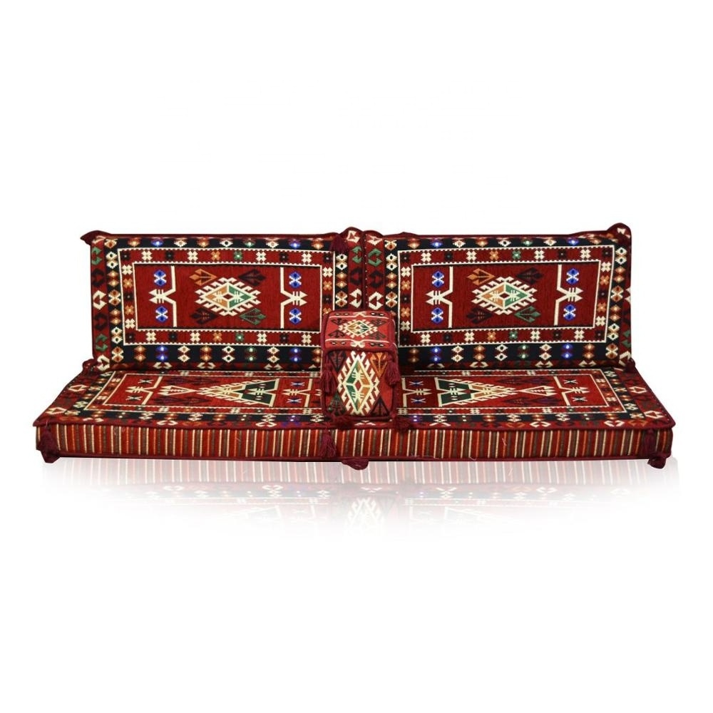 Nomad Belkiz Oriental Corner Seating Floor Cushion Set Red with 22 Density Foam Fillings