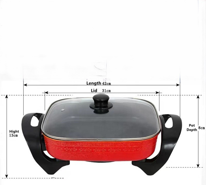 hot selling portable Korean style square 5L electric cooker healthy kitchen nonstick  pot ware electric caldron for dormitory