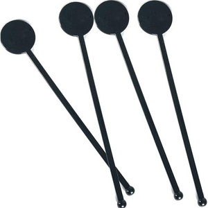 Disaposible Plastic Black Bar Mixing Rod Disc Top Drink Stirrers for Coffee Whiskey Beverage, 7 Inches Cocktail Swizzle Sticks