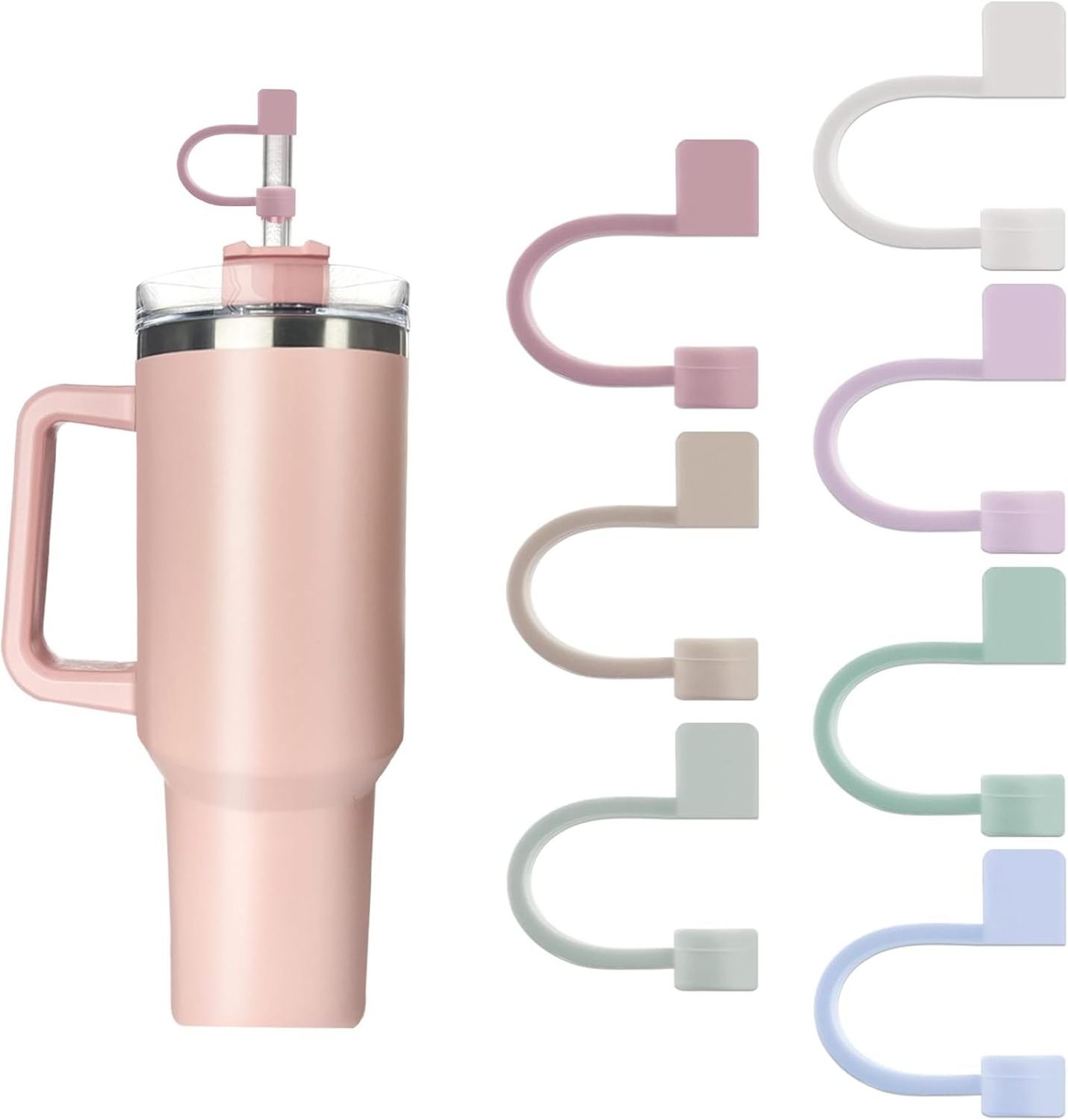 10mm Diameter Silicone Straw Covers Cap with Stanley 30&40 Oz Cup, Straw Toppers for Stanley 40 Oz Tumbler with Handle