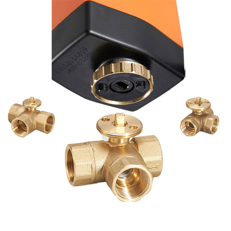 Winvall AC220V DN25 Floating Valves Motorized Water Flow Control Ball Valve Electric Actuator 3 Way Brass Valve