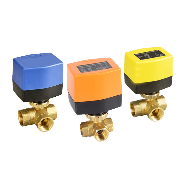 Winner  Winvall 24VAC Mixing Valve Hot Cold Water Electric Actuated Motorized Ball Valve 3 Way Forged Brass  Floating Valves