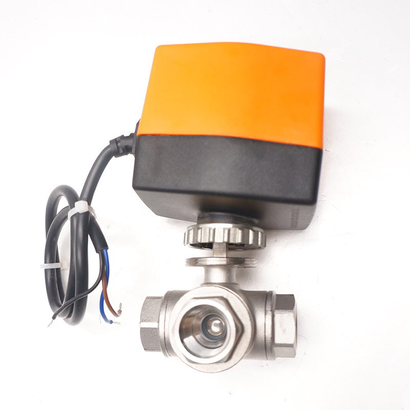 Winvall 12VDC 1/2'' 3/4'' 1'' Electric Actuator Control SS304/316 Ball Valve 3 Way Stainless Steel Mix Water Valves