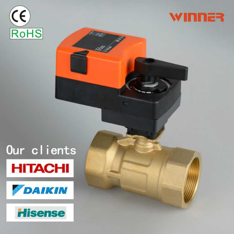 Winvall 0-10V/4-20mA Motorised Actuator Brass Ball Valves 24V DC 1/2'' to 2'' Electronic Water Flow Control Motorized Valve