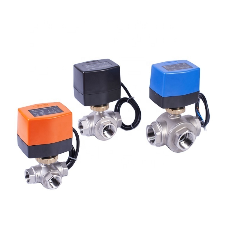 Winner 12VDC Motorized SS304 3 Way Valve Electric Actuated Stainless Steel Ball Valves For Drinking Water