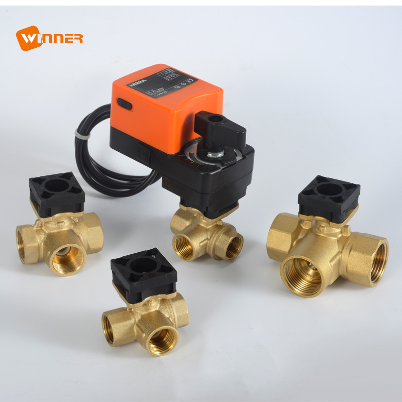 Winner Winvall 24VAC/DC Heating System Motorized Brass Valve 3-way Proportional Mini Modulating Control Ball Valve