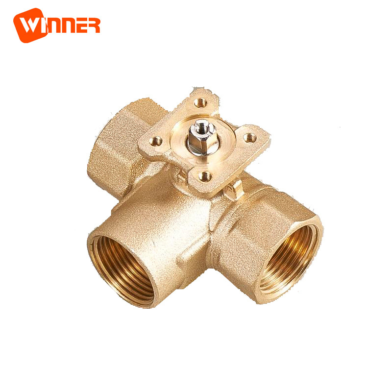 Winvall Motorized Forged Brass Valve Factory Price 3 Way 1/2'' 3/4'' 1'' 32mm 40mm 50mm Electric Actuated Control Valves