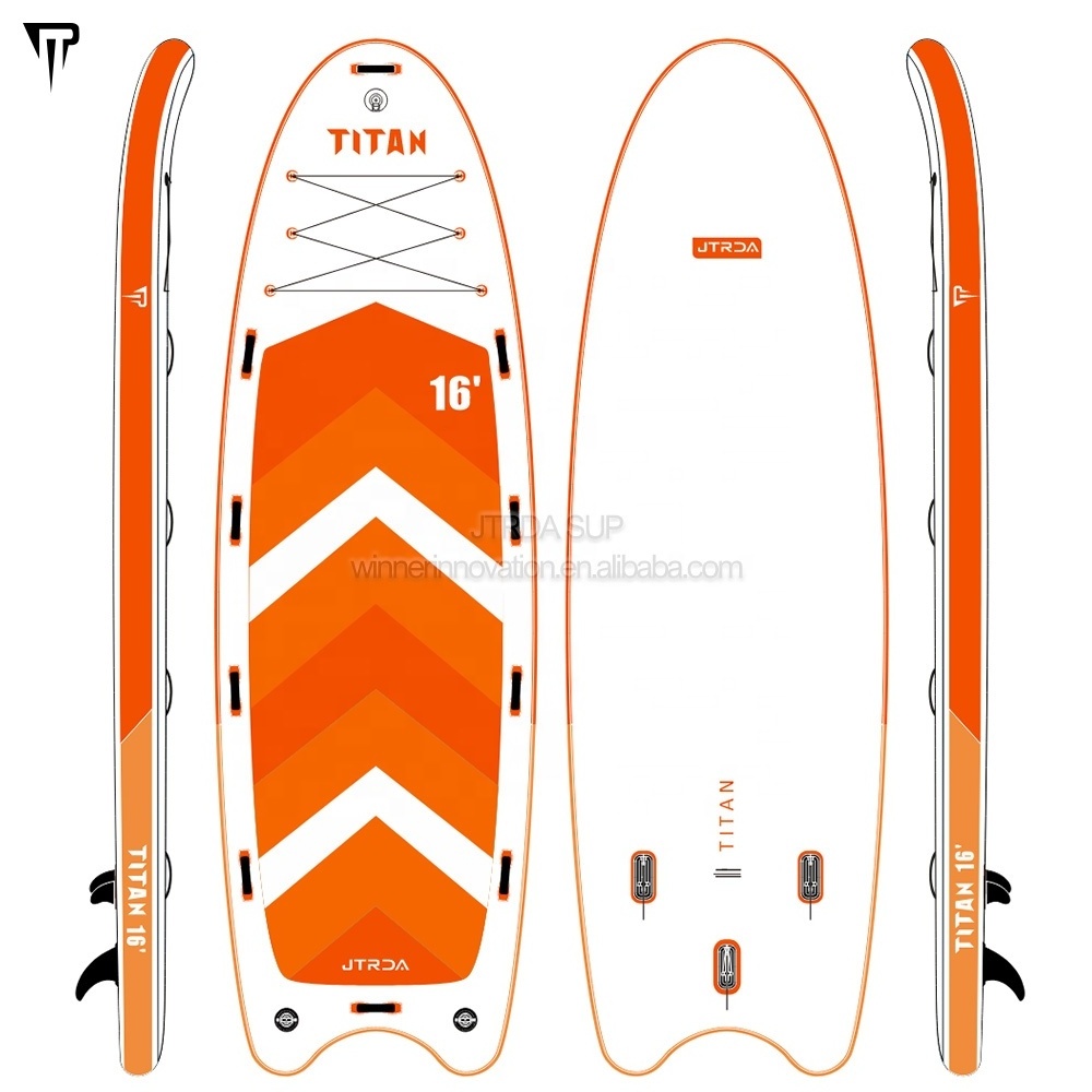 JTRDA 16' Titan Design Team large SUP Multi person Custom design mega paddle boards dragon boat inflatable big team SUP