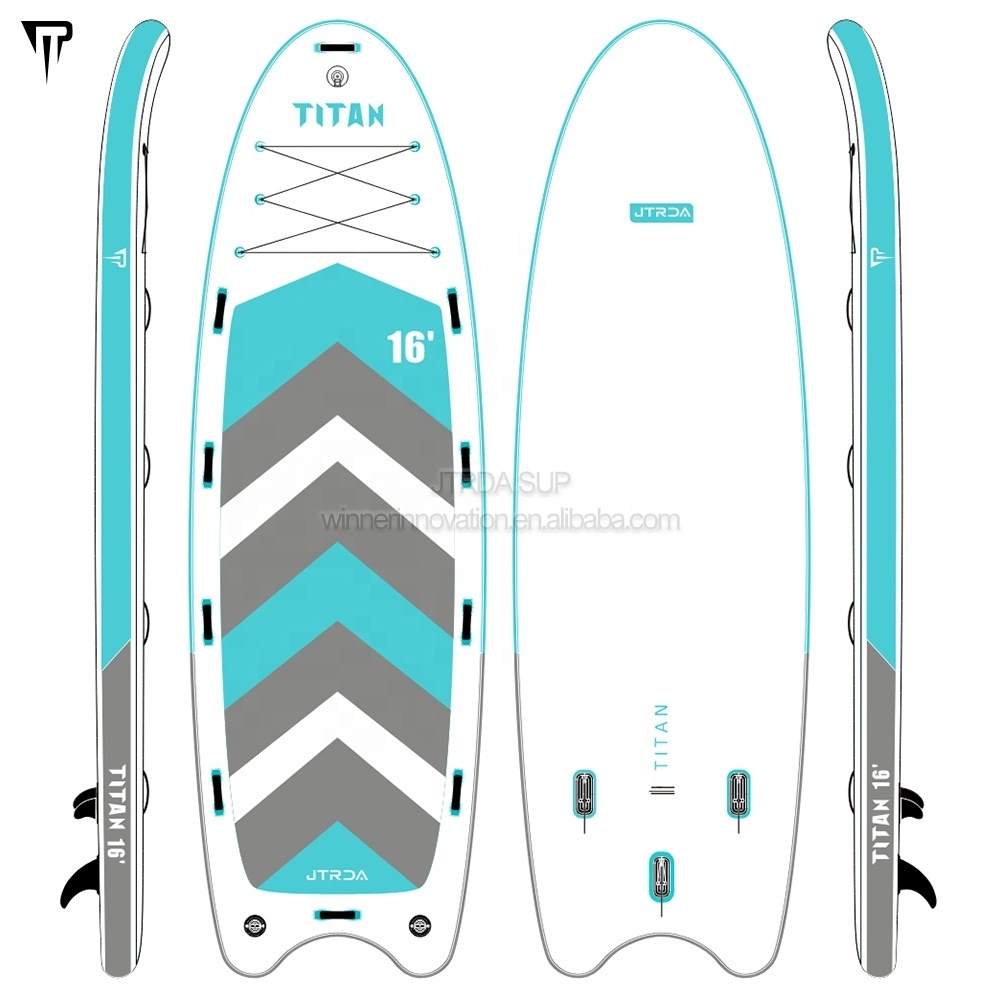 JTRDA 16' Titan Design Team large SUP Multi person Custom design mega paddle boards dragon boat inflatable big team SUP