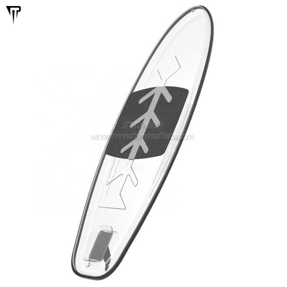 JTRDA 311cm durable and safety glass bottom see through plastic paddle board transparent surfboard clear SUP