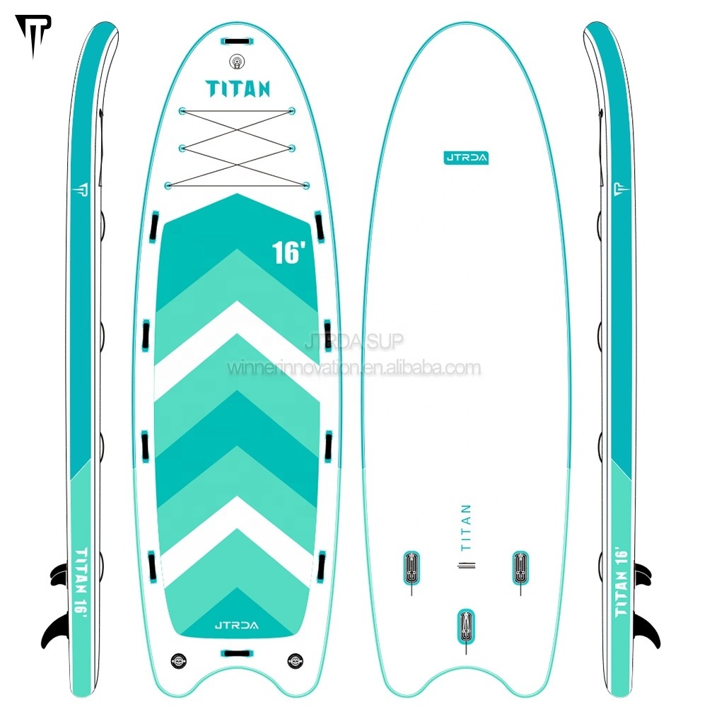 JTRDA 16' Titan Design Team large SUP Multi person Custom design mega paddle boards dragon boat inflatable big team SUP