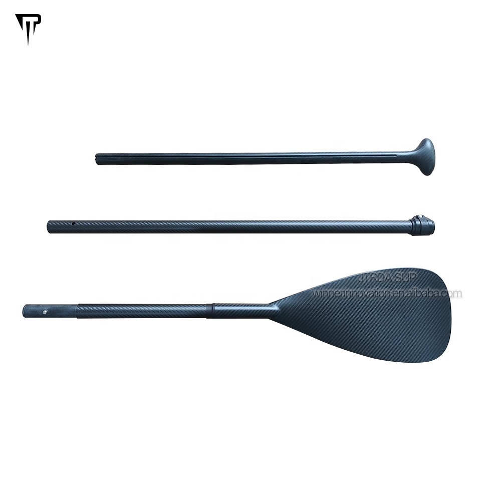 JTRDA Ultra Light High Quality Carbon Paddle 3 Pieces Adjustable Anti Twist Pure SUP Carbon Fiber Paddle for Paddle Board