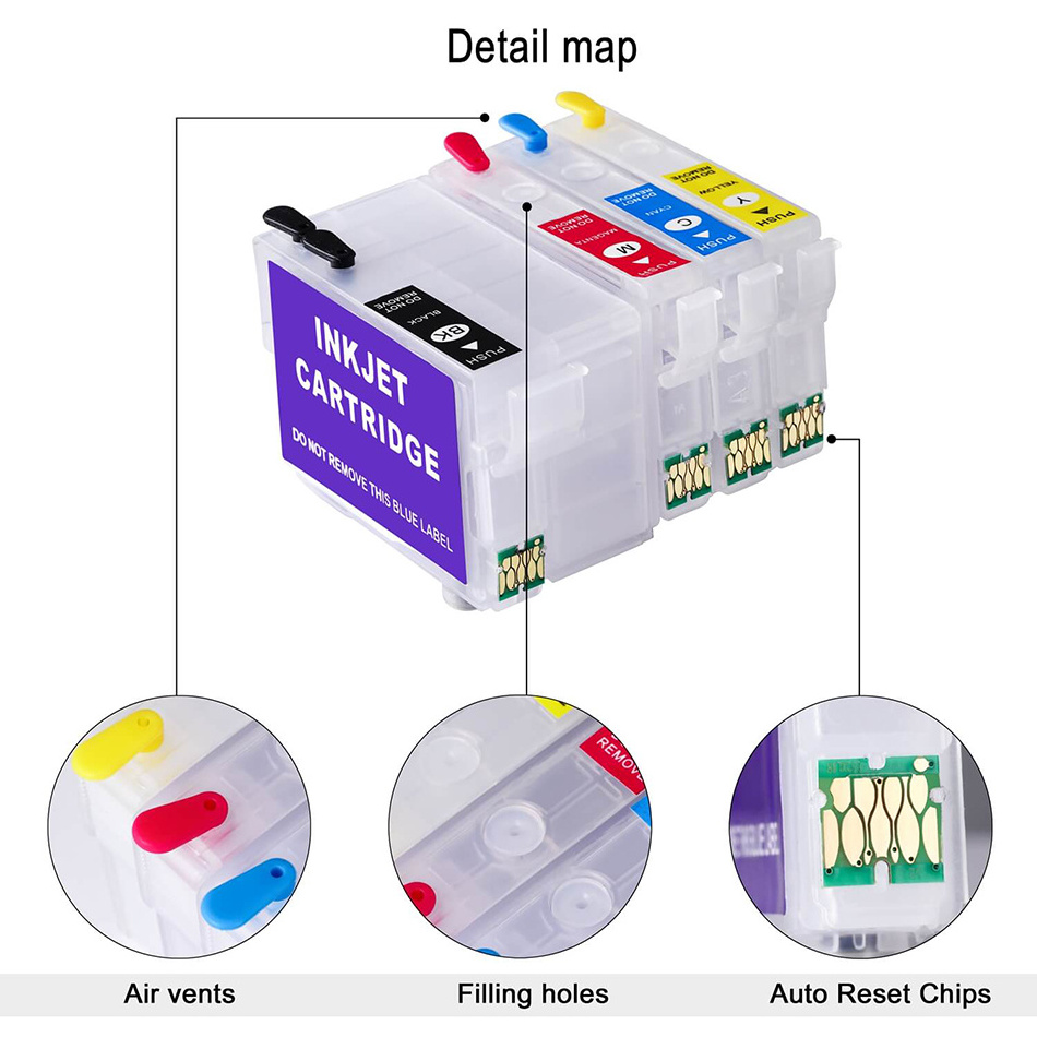 Winnerjet T252XL T2521-T2524 252XL 252 Empty Refillable Ink Cartridge For Epson WF 7720 WF 3620 WF-3640 7610 WF-7620