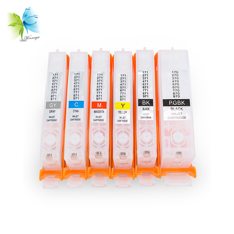 5 colors PGI-170 CLI-171 refill ink cartridge with ARC chip for Canon PIXMA MG5710 MG6810 TS5010 TS6010 rechargeable ink carts