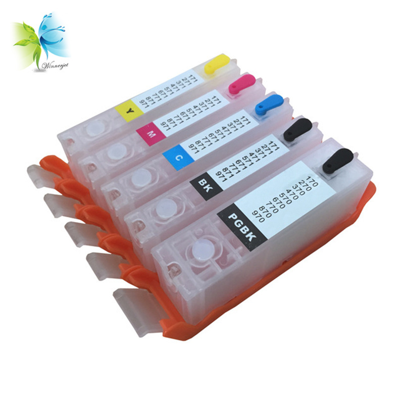 5 colors PGI-170 CLI-171 refill ink cartridge with ARC chip for Canon PIXMA MG5710 MG6810 TS5010 TS6010 rechargeable ink carts