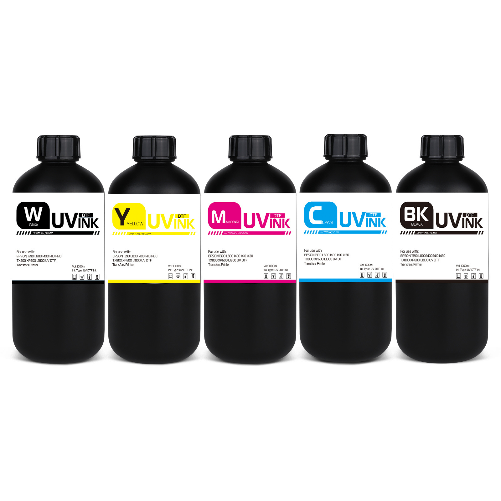 Hot sale t shirt printing bulk white ink dtf uv ink l805 1000ml 5 colors high quality fluorescent dtf ink for dtf printer