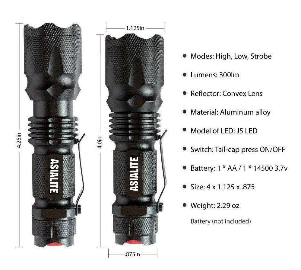 150 Lumen MINI XPE LED Tactical Torch AA Battery Power Aluminum alloy Portable Zoom Flashlight