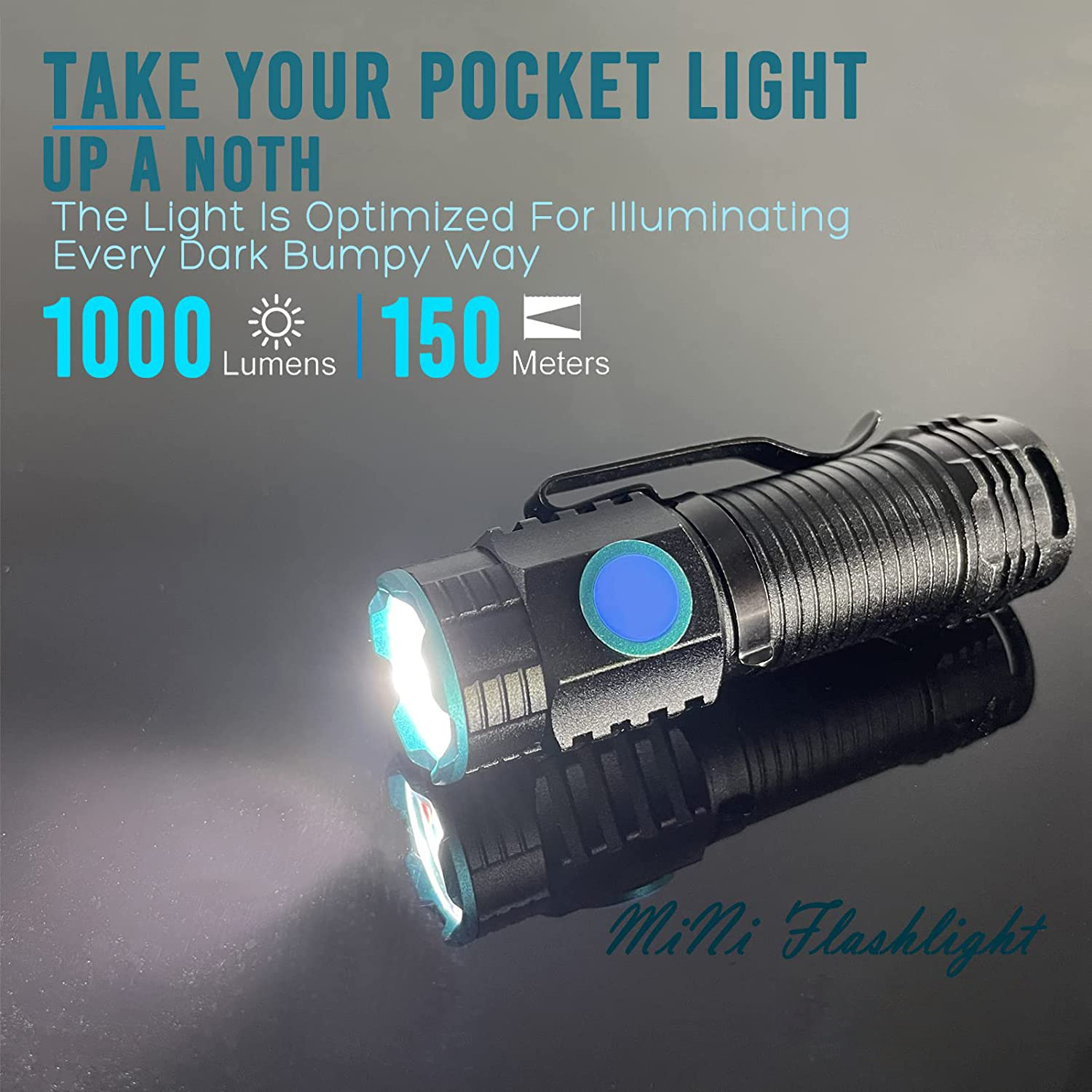 new products Super Bright 1000 High Lumens Rechargeable Compact LED Lightweight Pocket Mini Flashlight with Clip