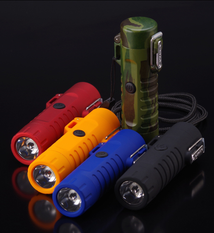 New Compass and Flashlight USB Recharge Double Arc Cigarette lighter Waterproof Plasma Lighter Windproof Electronic Lighter