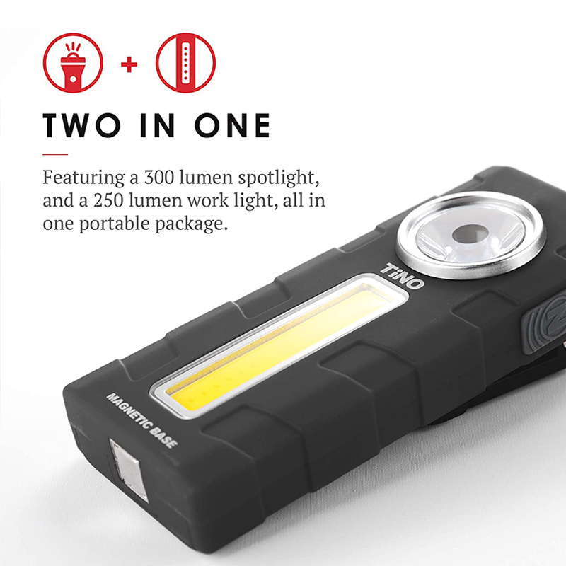 TiNO 300 Lumen LED Magnetic Flashlights Battery Powered COB Work Lights For Car