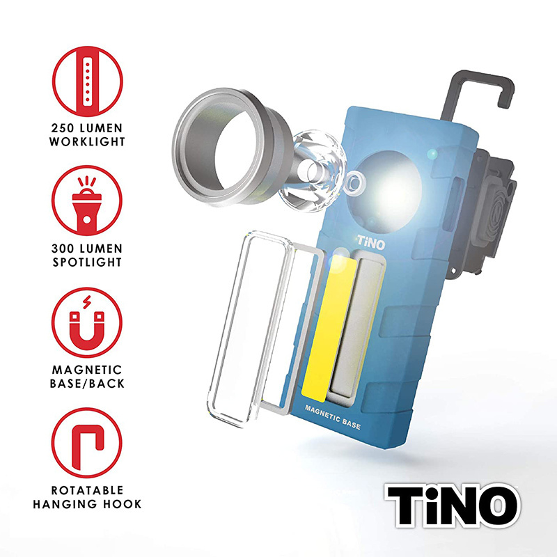 TiNO 300 Lumen LED Magnetic Flashlights Battery Powered COB Work Lights For Car