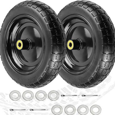 13" Flat Free Wheels Solid Tires and Wheels with 5/8"Bearings, 13" No Flat Wheels for Hand Trucks/Garden Carts/Poly Dump Carts